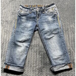 Rock Revival Johanna Capri Jeans Women's 27 X 20 Blue Denim‎ Mid Rise Stretch